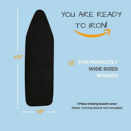 4 Katmanlı Ütü Masası Kılıfı,Ütü Masası Örtüsü,Ütü Masası Bezi,Silikon Kaplı Isı Dayanıklı 55x135 cm Siyah Renk