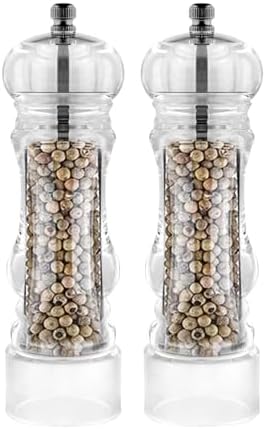 Akrilik Tuz Karabiber Değirmeni Öğütücü - Baharat Öğütücüsü, 20 Cm 2 Adet, Akrilik Değirmen 20 cm