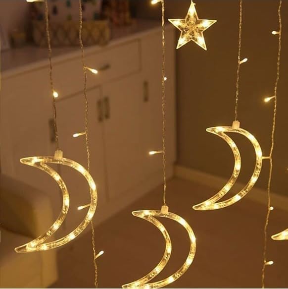 3 metre Led Işıklı 10'lu Ay Yıldız Işık Zinciri Dekoratif Aydınlatma Ev Dekorasyonu Süsleme Salon Oda Merdiven Balkon için Yılbaşı Eğlence Doğum Günlerine Özel Aydınlatma