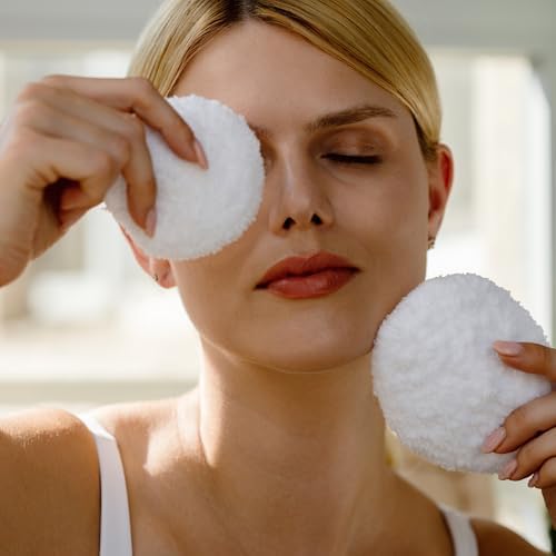 Yeniden Kullanılabilir Organik Makyaj Temizleyici Pedler - El Yapımı Yıkanabilir Pamuklu Yuvarlak Toner Pedleri Yüz Temizleme Pedleri 2'li Paket için Hediye 7 cm (S)