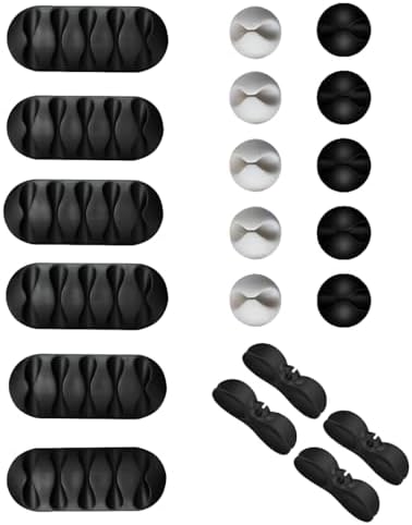 20 Parça Kablo Tutucu Seti | Yapışkanlı Kablo Klipsi | Masa Üstü Kablo Düzenleyici | Şarj Kablosu, Kulaklık, USB, HDMI, Mouse Kablosu için | Ofis & Ev Kullanımı | Kablo Yönetimi Çözümü