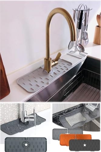 Silikon Tezgah Sıçrama Koruyucu Musluk Altı Lavabo Tahliye Ped Sabunluk Mutfak Banyo