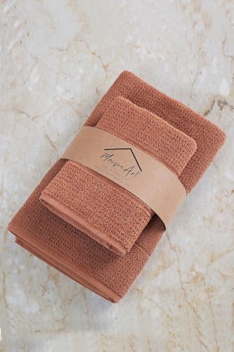 | 50x90-70x140 Cm 2'Li Banyo Havlu Seti,%100 Pamuklu Havlu Takımı Kiremit