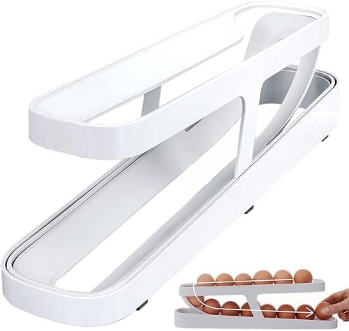 2 Katlı Otomatik Yumurta Standı - Buzdolabı için Yumurtalık Rafı ve Saklama Kabı, Mutfak Organizeri