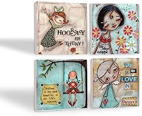 Mutlu Kız Taş Bardak Altlığı Seti - 4 Parça - Dekoratif, Rustik Mutfak Aksesuarı, 10x10 cm, Kaydırmaz Tabanlı, Şık ve Dayanıklı SC147