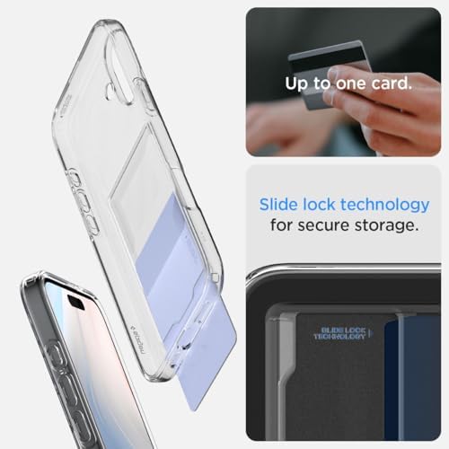 16 Plus ile uyumlu ince Kılıf Crystal Slot Sararma Karşıtı DuraClear Hava Kanalı Teknolojisi Askeri Sınıf Koruma Crystal Clear Cüzdanlı Şeffaf Kapak - ACS08083