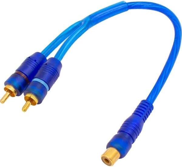 Monte Lua ANFİ Y RCA KABLO 1 DİŞİ 2 ERKEK 25 CM SİLİKON MAVİ KABLO