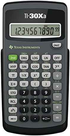 Texas Instruments TI-30 Xa okul hesap makinesi (tek satırlı, 10 haneli, pille çalışır) gri siyah