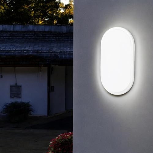 20W Oval Beyaz LED Armatür – IP65 Su Geçirmez Tavan/Duvar Lambası, 6500K Beyaz Işık, 2000 Lümen, 27x16.7 cm, İç ve Dış Mekan Kullanıma Uygun, Banyo Balkon Bahçe Aydınlatması
