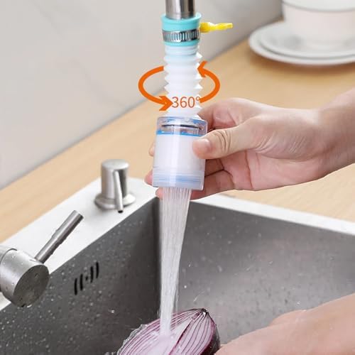 2 ADET 360 Derece Dönen Su Filtreleme Özellikli, Ayarlanabilir Musluk Filtresi, Katlanabilir Uzayan Mutfak ve Banyo Tasarruflu Musluk Ucu, Sıkıştırmalı, Güvenilir Dayanıklı