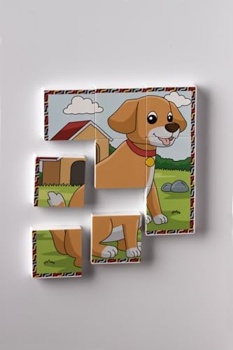 Manyetik Blok Çift Taraflı 9 Parçalı Mıknatıslı Puzzle 2 Görsel Köpek-Eşek YapBoz