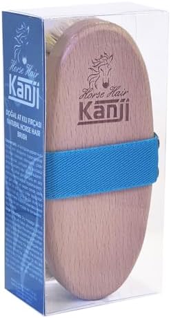 %100 Doğal At Kılı Masaj ve Kuru Fırçalama için Mavi Kemerli Vücut Peeling Selülit Fırçası