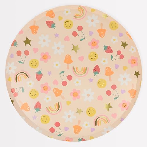 - Happy Face Icons Dinner Plates - Mutlu Yüzler Tabaklar (x8)