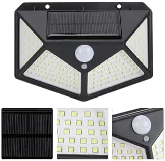 LED Led Solar Hareket Sensörlü Dış Ortam Bahçe Aydınlatması, Güneş Enerjili, Su Geçirmez, 100 Ledli, Beyaz Işık, (4 Adet)