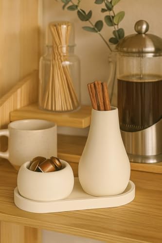 3 Parça El Yapımı Masaüstü Organizer Set – Minimalist Kalemlik, Mumluk ve Tepsi – Modern Masa Dekoru