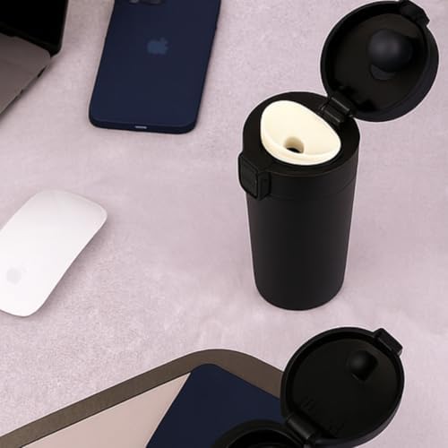 380 ml Siyah Sızdırmaz Termos Matara – Çift Katmanlı Paslanmaz Çelik, Isı Yalıtımlı Seyahat ve Ofis Kupası