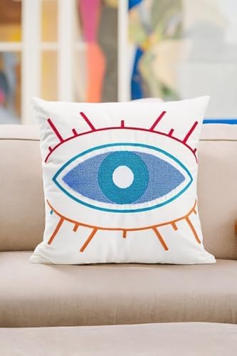 45X45 Özel Tasarım Panç Süzene Desen Dekoratif Kırlent Kılıfı Modern Beyaz 21