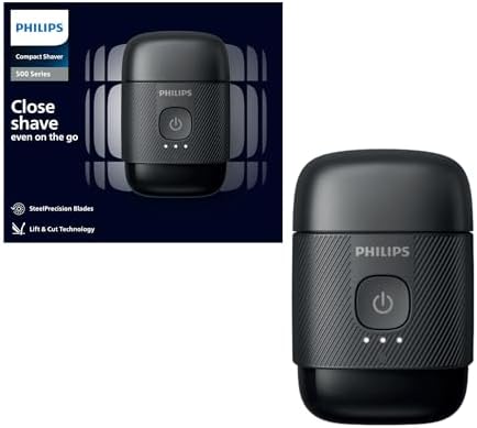 Philips 500 Serisi Taşınabilir Elektrikli Kompakt Islak/Kuru Tıraş Makinesi, 3 Yönlü Başlık, 40 Dakika Çalışma Süresi, Seyahat Kabı Hediyeli