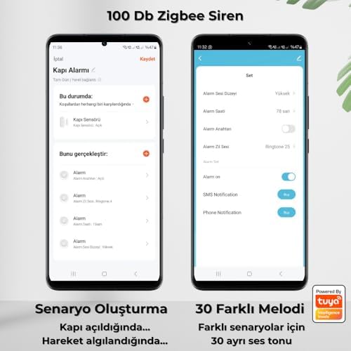 100 Db Akıllı Siren (,Smart Life, Zigbee2MQTT Uyumlu)