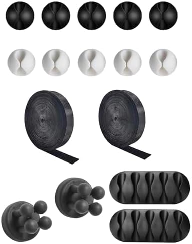 16 Parça Kablo Tutucu Cırt Seti | Yapışkanlı Kablo Klipsi | Masa Üstü Kablo Düzenleyici | Şarj Kablosu, Kulaklık, USB, HDMI, Mouse Kablosu için | Ofis & Ev Kullanımı | Kablo Yönetimi Çözümü