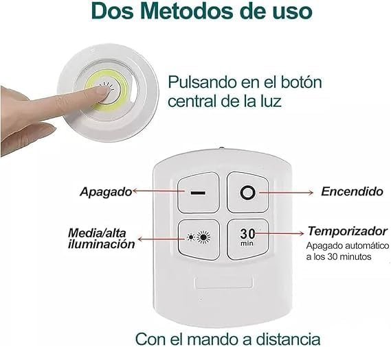 3'lü set, pille çalışır, uzaktan kumandalı, ayarlanabilir parlaklık ayarı, otomatik kapanma, kablosuz montaj, yapışkan bant ile, LED ışık, pille çalışır