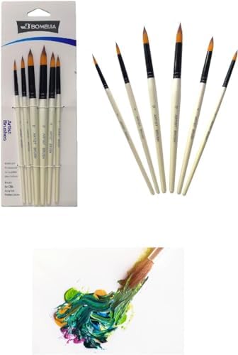 6'LI Liner Resim Sanat Fırça Seti Akrilik Guaj Yağlı