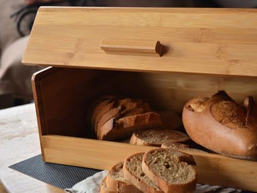 Bambu Ekmek Kutusu Ekmek Dolabı, Ekmek Sepeti Sandığı, Ekmeklik, Çok Amaçlı Bambu Kutu (34cm 19.5cm 14cm)