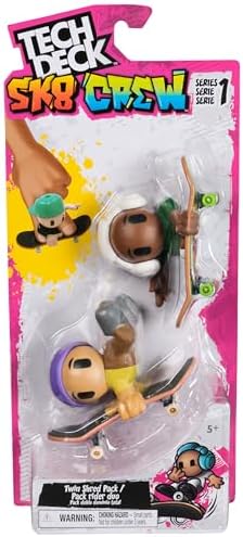 Tech Sk8 Crew, yardımcı figürlü 2’li paket parmak kaykayları, kişiselleştirilebilir mini kaykaylar, 5 yaş ve üzeri (çeşitli)