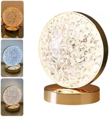 Yuvarlak Kristal Dekoratif 3 Mod Renkli Masa Lambası Dokunmatik Dimerli Led Gece Işığı