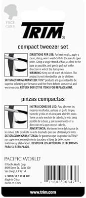 Trim Cımbız Duo, Profesyonel Kalite Eğimli ve Nokta Cımbız, Kaş Bakımı için, Paslanmaz Çelik, İstenmeyen Saçları Çıkarır, Tutması Kolay, Kadınlar ve Erkekler İçin, 2 Parça Set