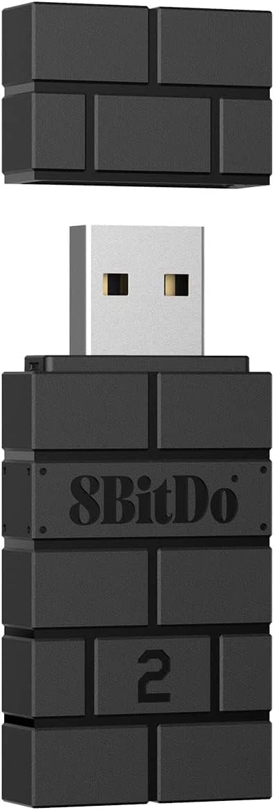 8Bitdo Kablosuz USB Adaptörü 2, Xbox Series, Joycons, Switch Pro, PS5, PS4, PS4 Pro, PS3 on Switch için Bluetooth Anahtar Denetleyicileri Adaptörü, PC,, Raspberry Pi, Retrofreak (Siyah)