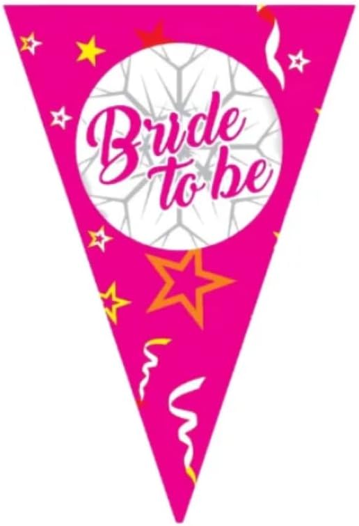 Bride To Be Üçgen Flama, Pembe Renk, 16x24 cm, Bekarlığa Veda Parti Süslemesi