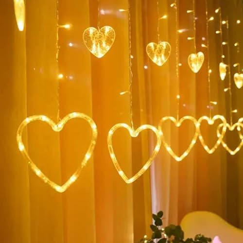 3 metre Led Işıklı 12'li Kalp Işık Zinciri Dekoratif Aydınlatma Ev Dekorasyonu Süsleme Salon Oda Merdiven Balkon Süslemeleri için Yılbaşı Eğlence Doğum Günü Özel Aydınlatma
