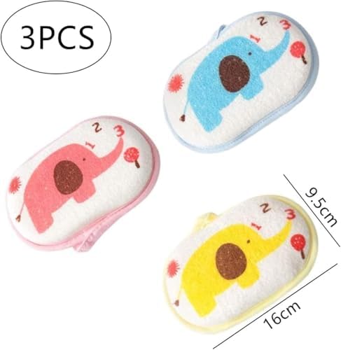 Aputue Bebek banyo süngeri seti, 3 Parça Yumuşak Bebek Banyo Süngeri, Saf Pamuklu, Hassas Ciltler İçin İdeal, Hayvan Figürlü Bebek Banyo Süngeri Seti