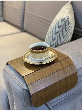 Koltuk Kenarı Ahşap Kaymaz Tepsi (Kahverengi)