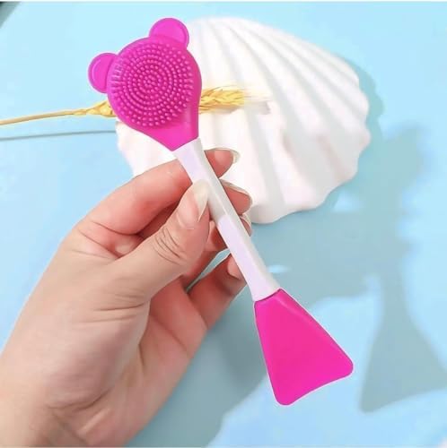 Cilt Bakım Fırçası ve Maske Spatulası, Silikon Uçlu İkİ Yönlü Cilt Bakım ve Maske Sürme Uygulama Fırça Spatula Set