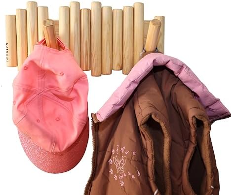 El Üretimi Ahşap Askılık, Duvara Monte Ahşap Duvar Askısı, Kapı Arkası Askılık, (Natural)