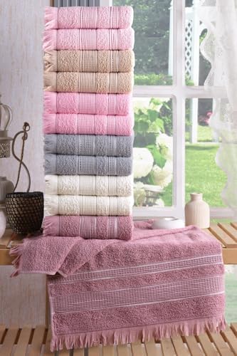 Tekstil Shiny 12'li 50x90 cm El&Yüz Havlu Seti Pembe