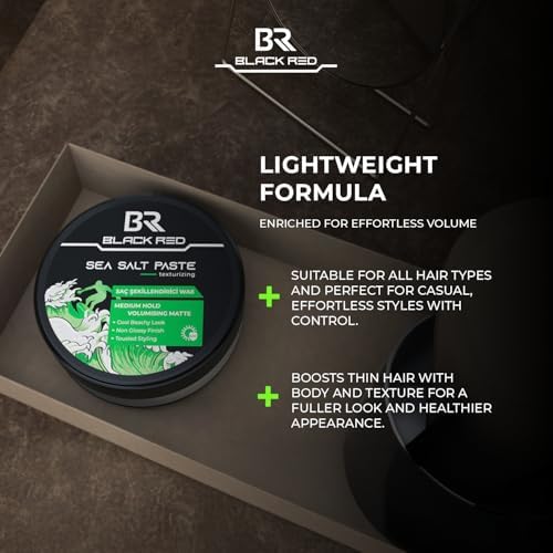 BLACK & RED Wax Saç Şekillendirici Wax Sea Salt Paste Deniz Tuzlu Mat Doğal Görünüm Orta Sertlik - 120 ml