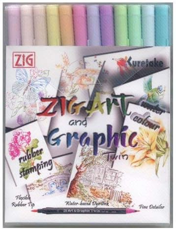 ZIG Art and Graphic Marker-Set, Pastellfarben, 12 Stück