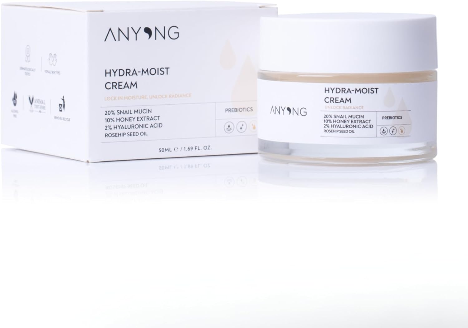 Anyong Salyangoz Özlü Yoğun Nemlendirici ve Besleyici Krem 50 ml (%20 Salyangoz Özü & Hyalüronik Asit)