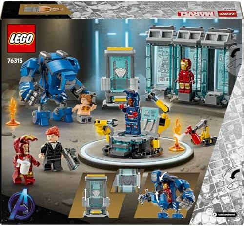 ǀ Iron Man’in Laboratuvarı: Zırh Salonu 76315-8 Yaş ve Üzeri Çocuklar için Süper Kahraman Minifigürü İçeren Yaratıcı Oyuncak Yapım Seti (384 Parça)