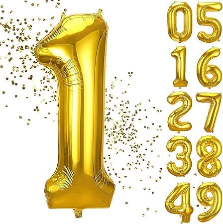 xesha 1 Yaş Doğum Günü Rakamlı Balon Yaş Günü Renk Folyo Balon 102 cm Doğum Günü ve Parti Dekorasyonu Büyük Boy Folyo Balon 40 inç - 102 cm Doğum Günü Dekorasyonu Balon Yaş Sayı Helyum Balon 1 Rakamı