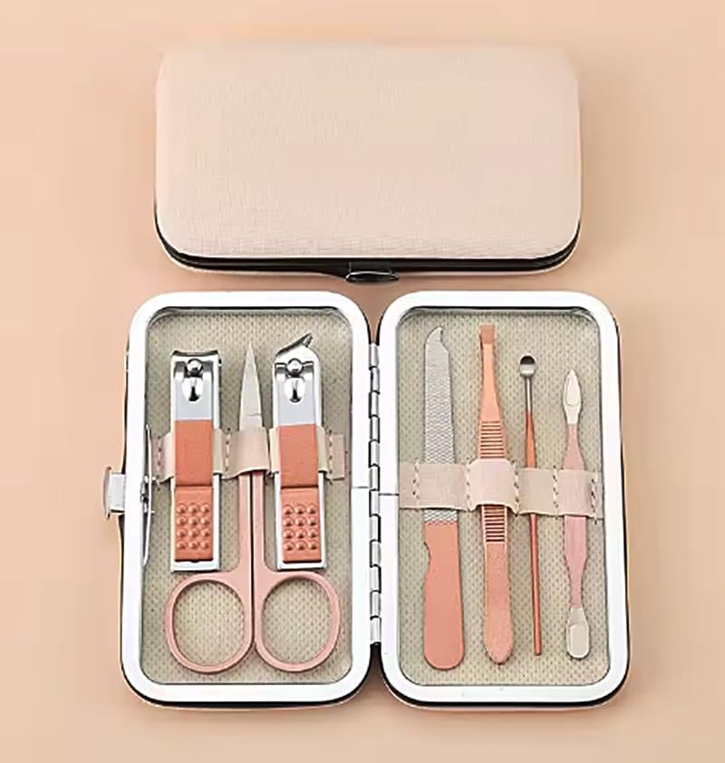 7 Parça Profesyonel Manikür Pedikür Seti, Tırnak Makası, Kaş Makası, Cımbız, Rose Gold no:2-3