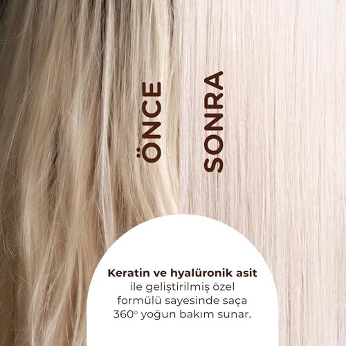 YOON Keratin & Hyalüronik Asit İçeren Saç Maskesi, Hasarlı Aşırı Yıpranmış Saçları 360° Yoğun Onarıcı ve Besleyici Saç Bakım Maskesi 250ml