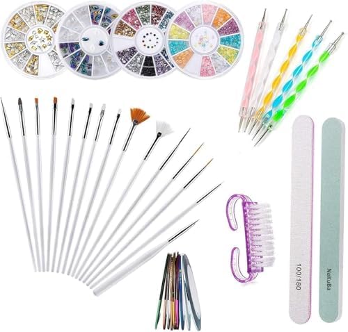 Aksesuarcı Süper Set 6in1 Çantalı Paslanmaz Çelik Profesyonel Manikür Pedikür Seti ve 37 Parça Nail Art Tırnak Süsleme sanatı tasarım seti