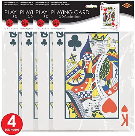 54924 4 Parça 3D Oyun Kartı Merkezi Parçaları, 30,48 cm, Kağıt, Çok Renkli