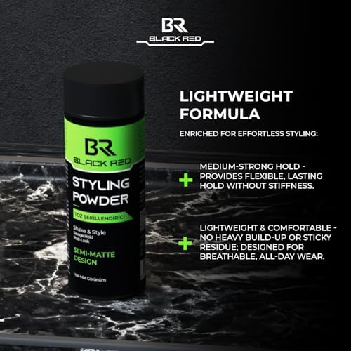 BLACK & RED Saç Şekillendirici Toz Wax Hacimli ve Yarı Mat Görünüm - Semi Matte Toz Wax - 20G