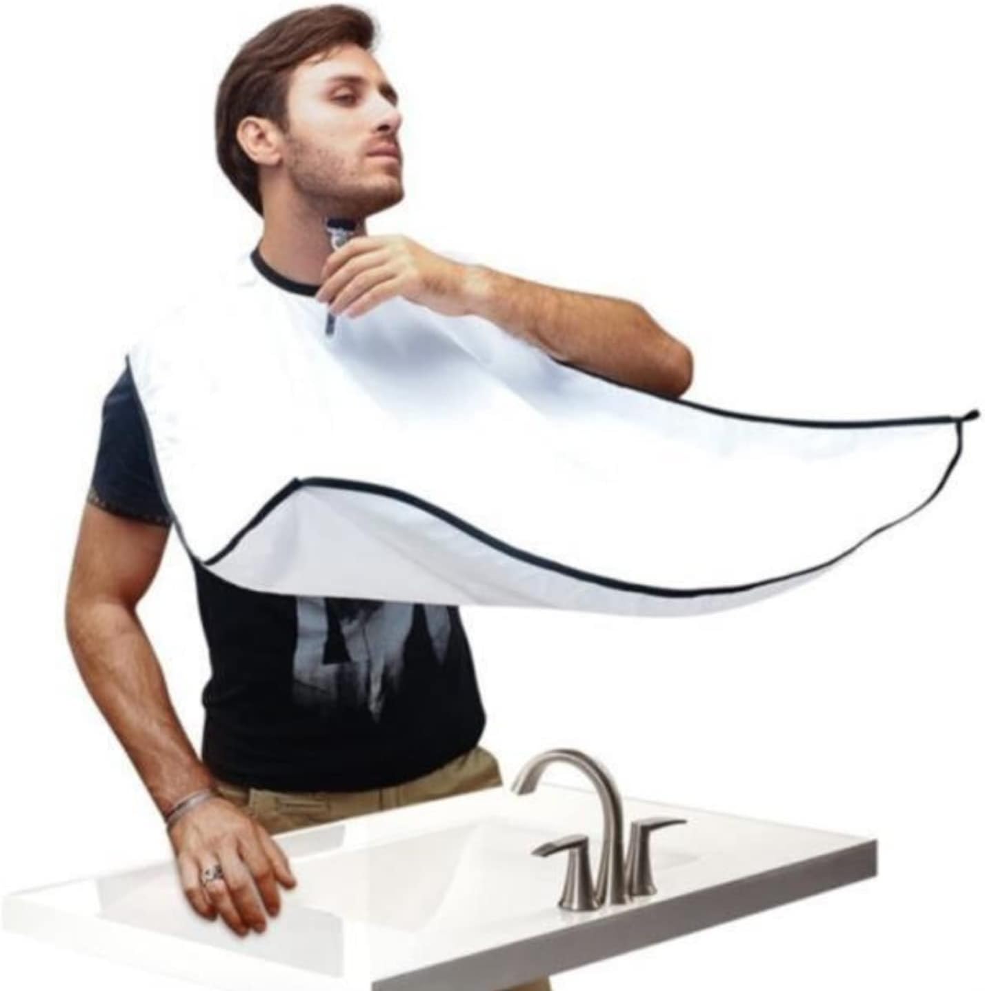 EASYSO Mega Pratik Sakal Kesme Örtüsü, Beyaz Saç Kesme Önlüğü Bıyık Sakal Önlüğü Kedi Köpek Tüy Toplayıcı Tela Kumaş Kuaför Berber Önlüğü