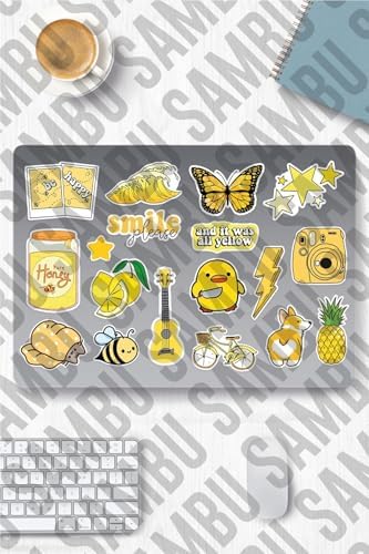 Yellow Aesthetic Temalı Etiket Seti 1 - Sarı - Laptop Notebook Telefon